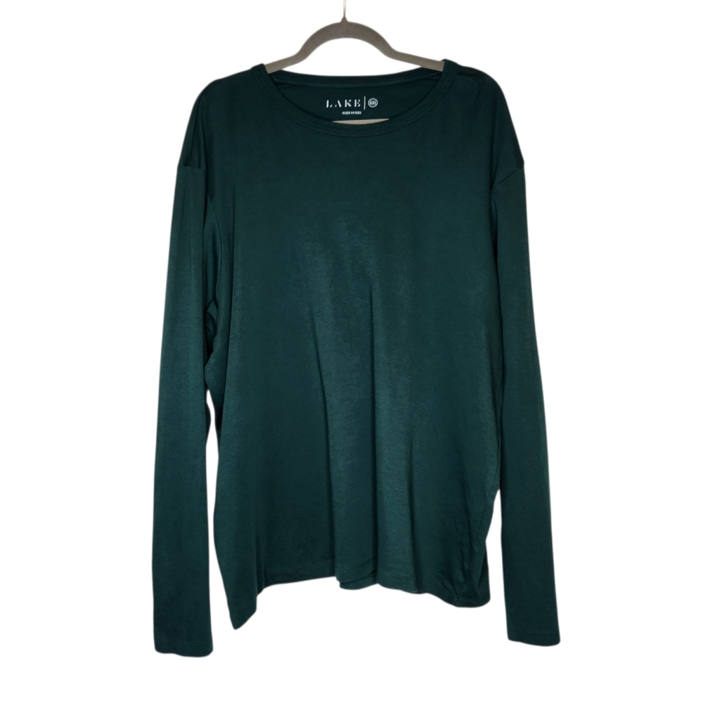 Lake Green 100% Pima Cotton Long Sleeve Crew Neck Tee Size XXL